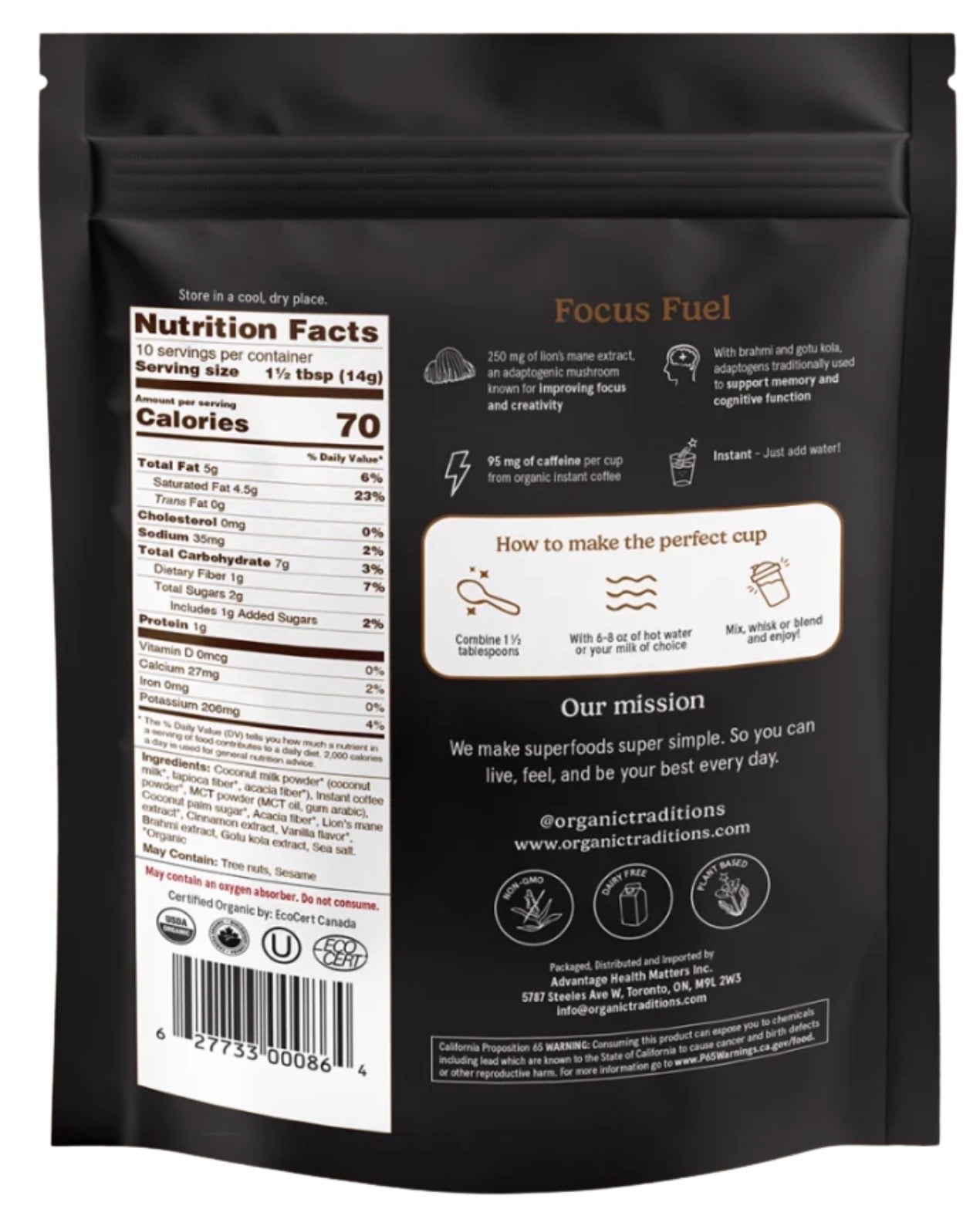 Organic Traditions Focus Fuel Drink Mix