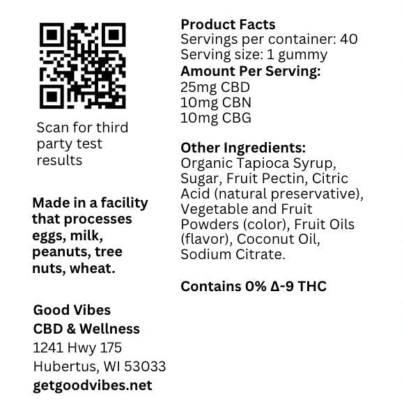 Good Vibes Zzzz Gummies | 0% THC (40ct)
