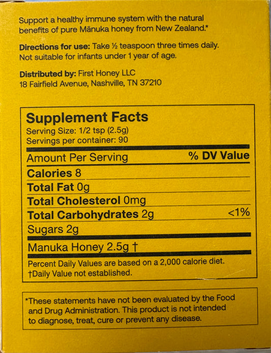 First Honey Premium Mānuka Honey 600+ MGO