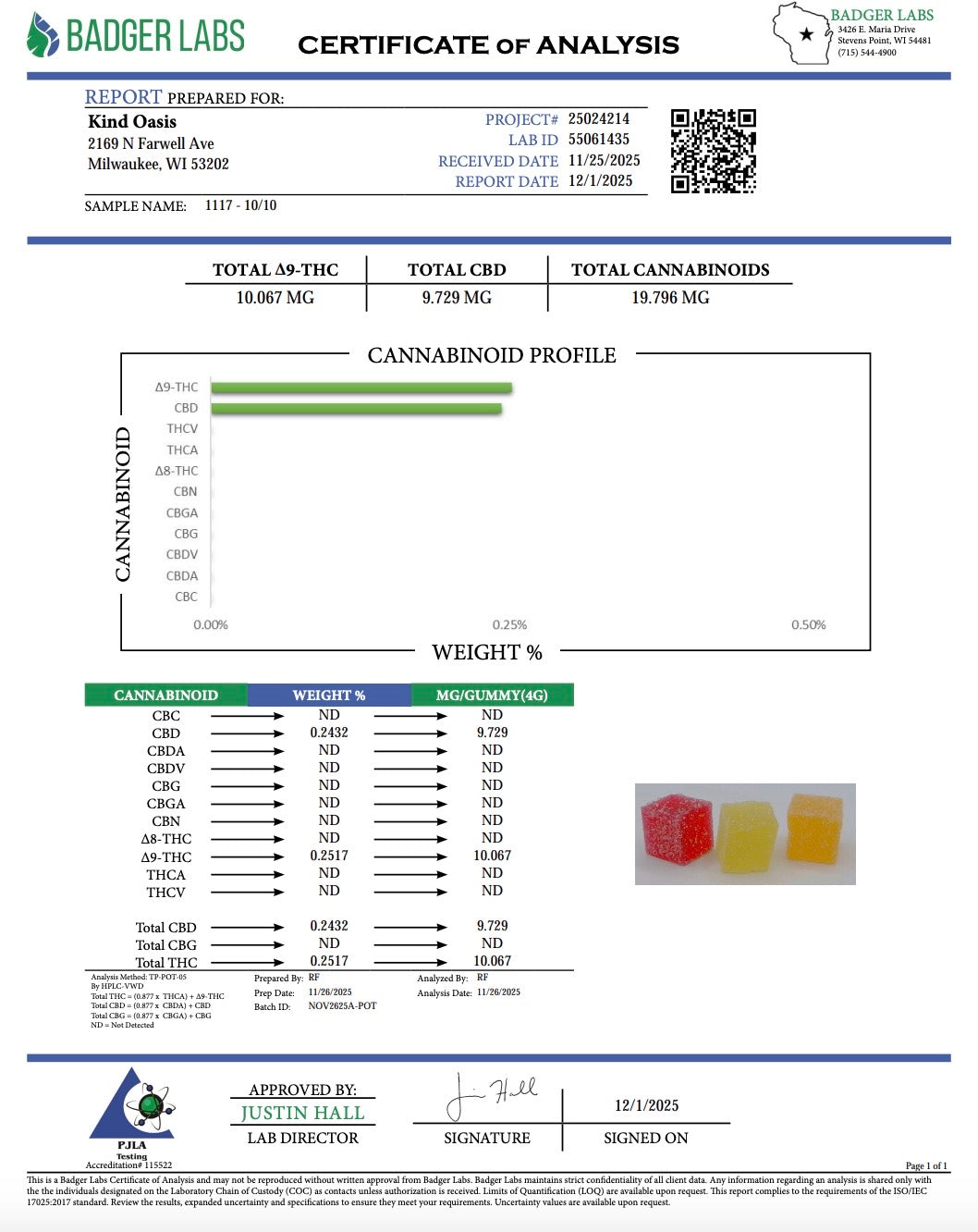 Kind Oasis Delta 9 THC 10mg + CBD 10mg Gummies - 40ct Assorted