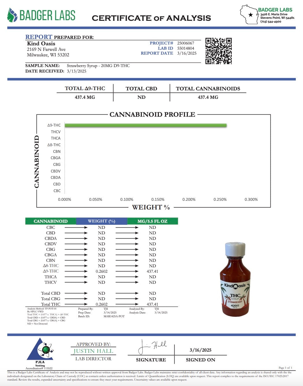 Kind Oasis | Delta 9 THC - Syrup - 420mg - Strawberry