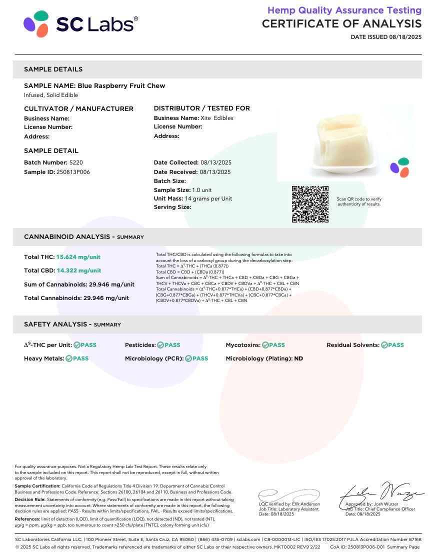 XITE | Blue Raspberry Chews