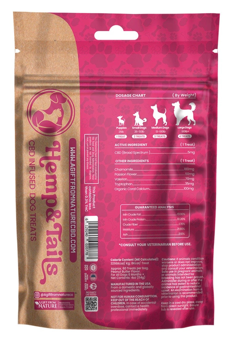 Hemp & Tails Dog Treats - Calming - Peanut Butter Bites
