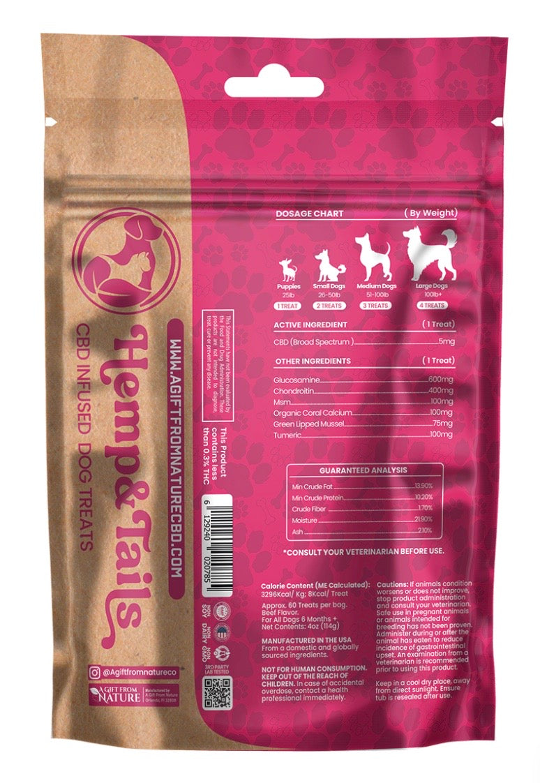 Hemp & Tails Dog Treats - Hip & Joints - Beef Bites
