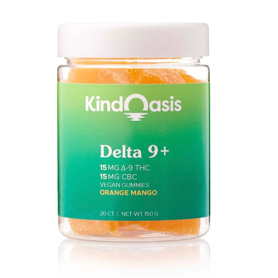 Kind Oasis | Delta 9 THC Gummies 15mg + CBC 15mg - 20ct Orange Mango
