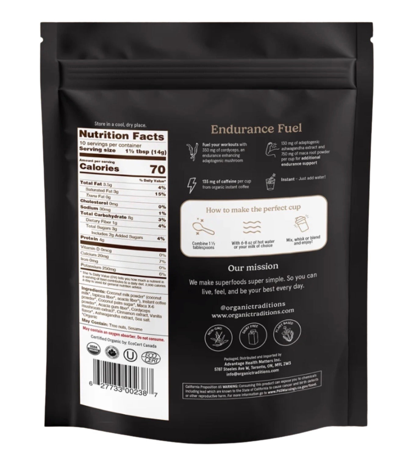 Organic Traditions Endurance Fuel Drink Mix