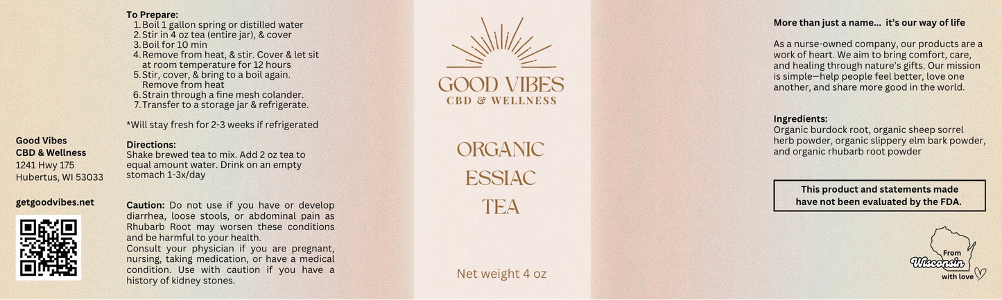 Organic Essiac Tea | Traditional Herbal Blend – Good Vibes CBD & Wellness