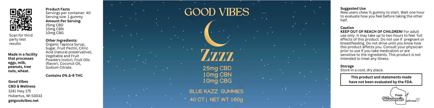 Good Vibes Zzzz Gummies | 0% THC (40ct)